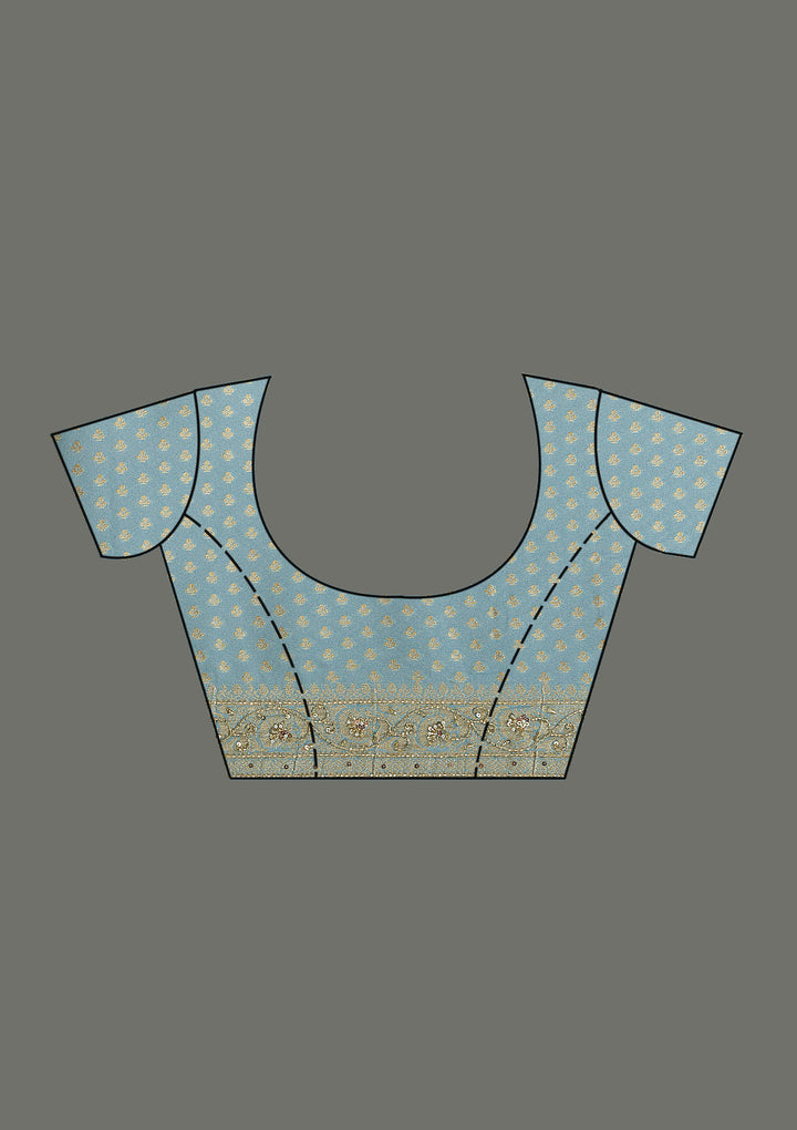 Sky Blue Plain Georgette Saree