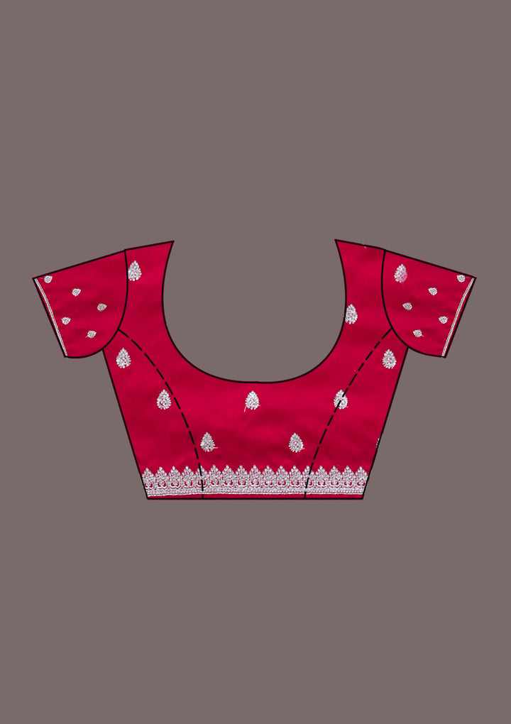 Rani Pink Zariwork (Silver) Satin Saree