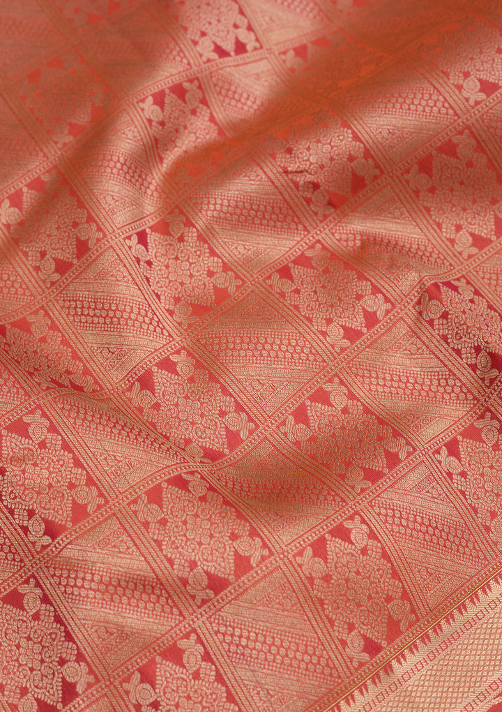Orange Zariwork Pure Silk Saree