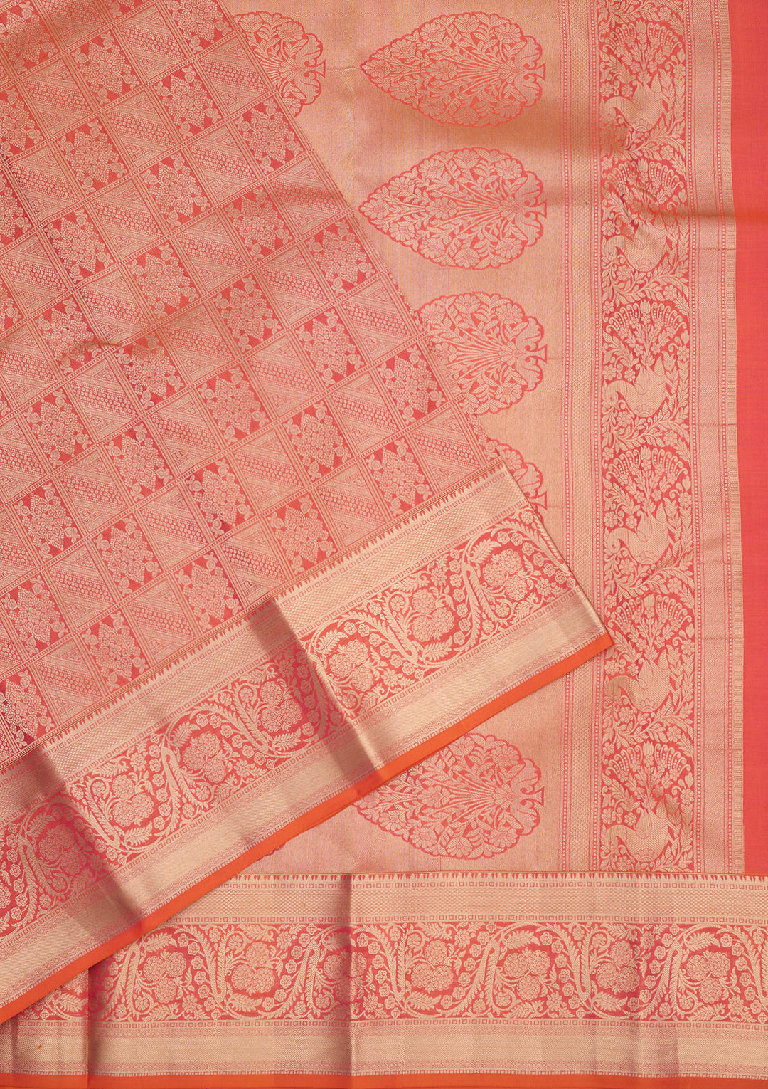 Orange Zariwork Pure Silk Saree