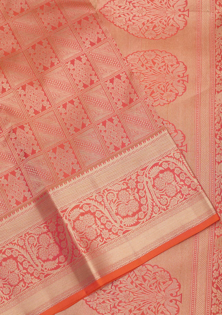 Orange Zariwork Pure Silk Saree