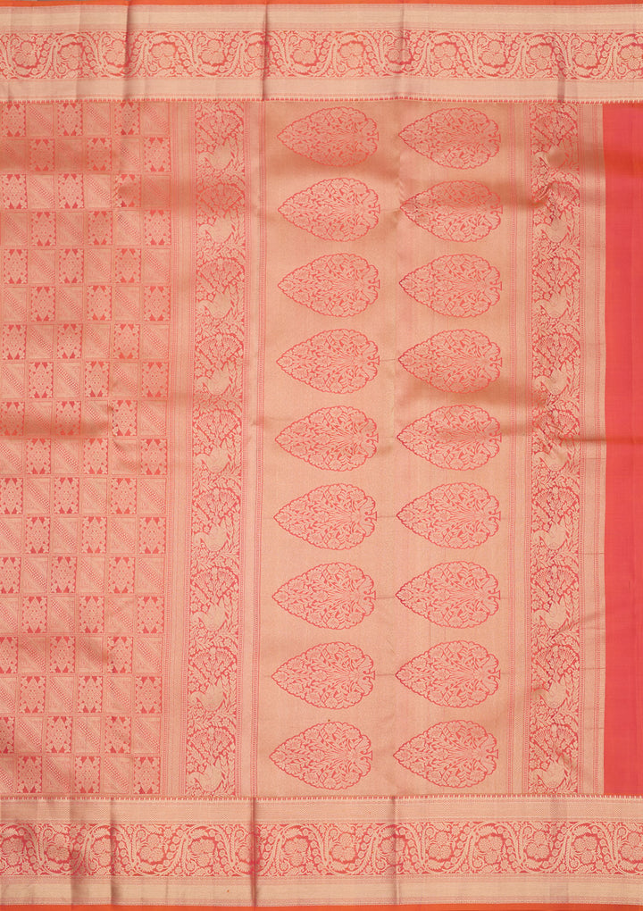 Orange Zariwork Pure Silk Saree