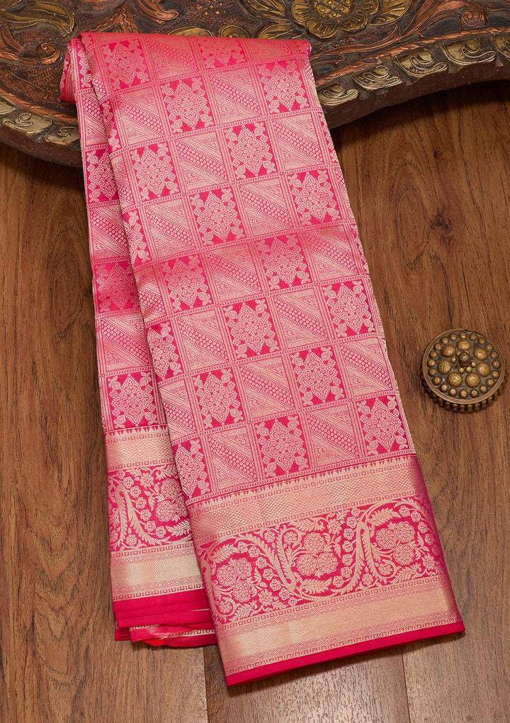 Rani Pink Zariwork Silk Saree