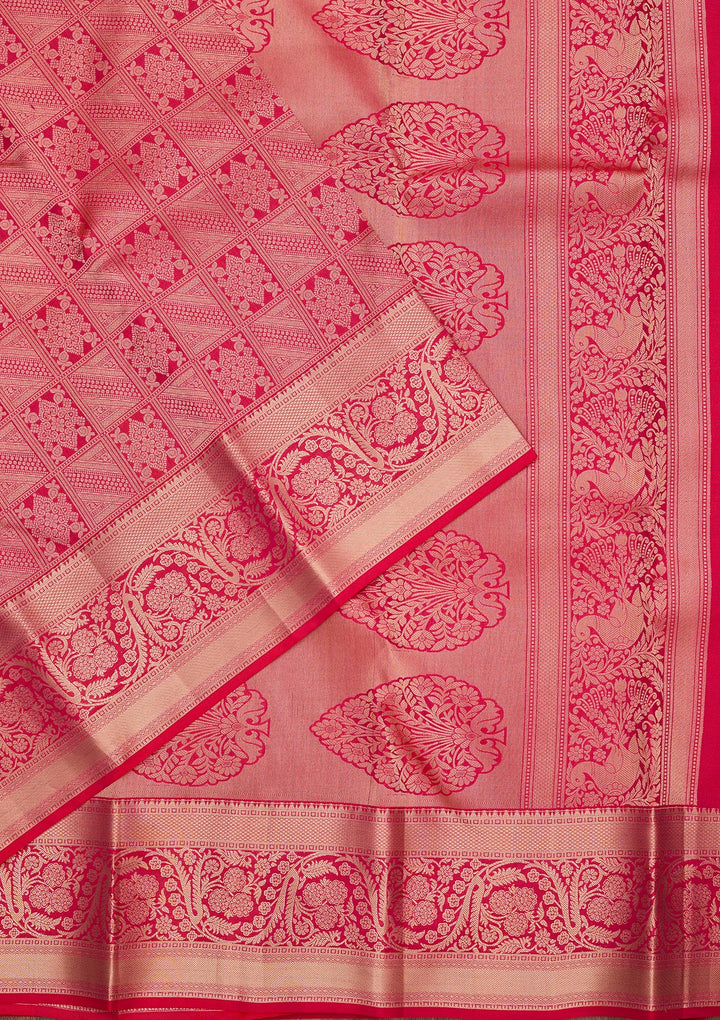 Rani Pink Zariwork Silk Saree