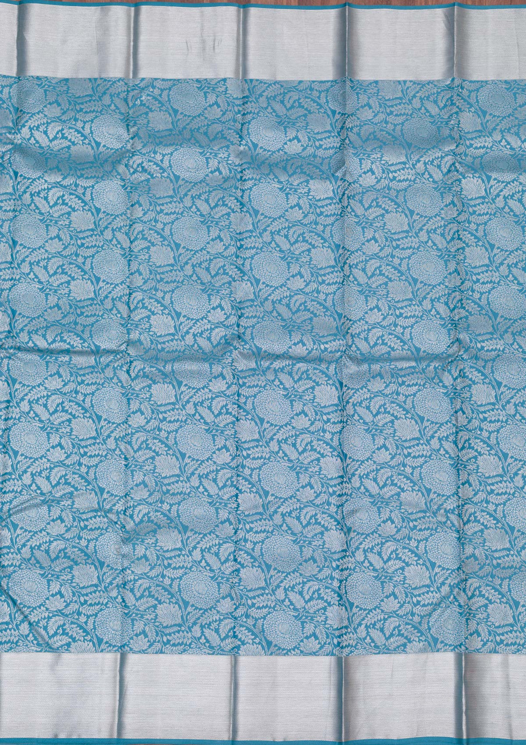 Turquoise Blue Zariwork Pure Silk Saree