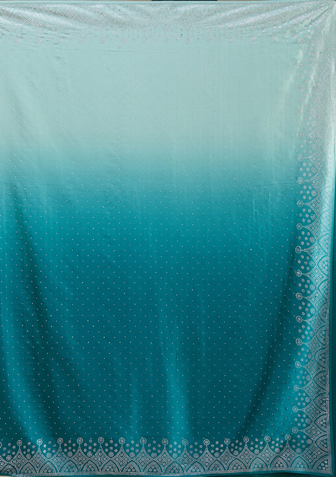 Peacock Green Stonework Satin Saree