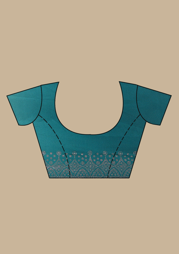 Peacock Green Stonework Satin Saree