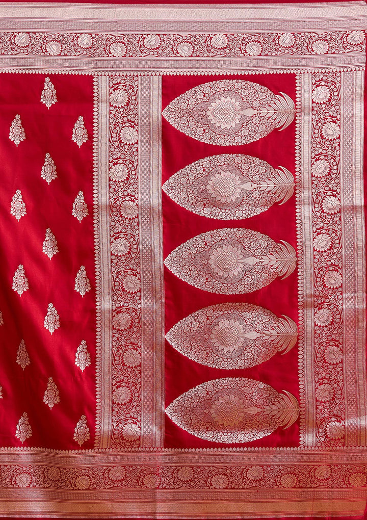 Maroon Zariwork (Silver) Satin Silk Saree