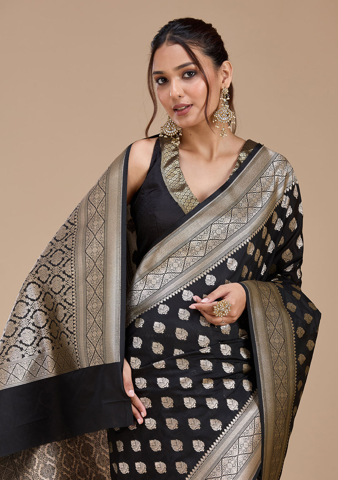 Black Zariwork (Gold) Silk Saree