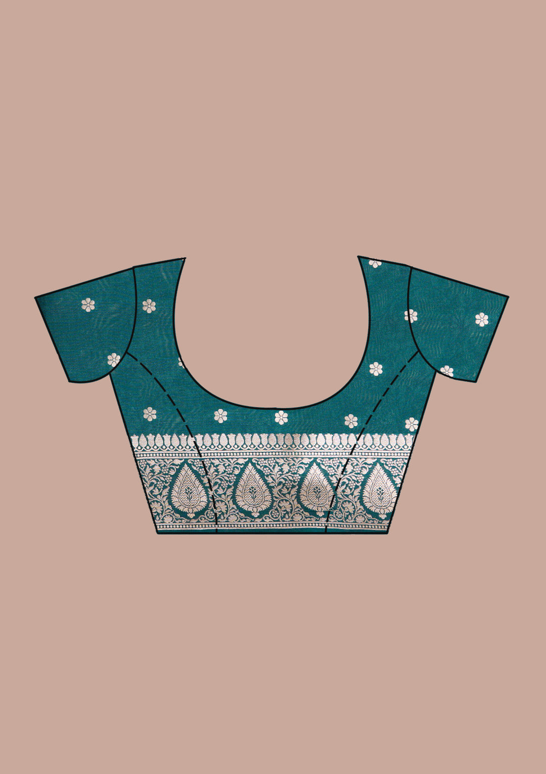 Peacock Blue Zariwork (Gold) Banarasi Silk Saree