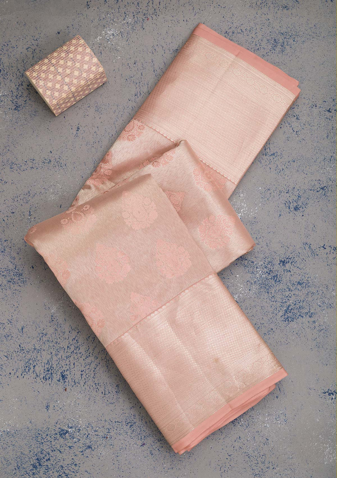 Peach Zariwork Pure Silk Saree