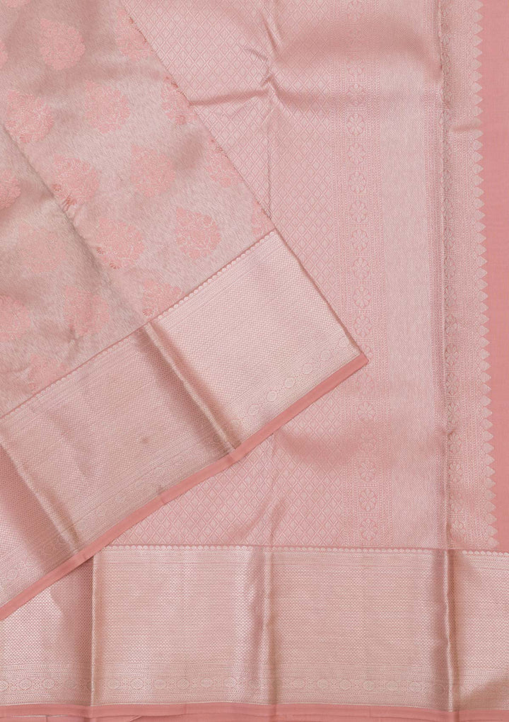 Peach Zariwork Pure Silk Saree