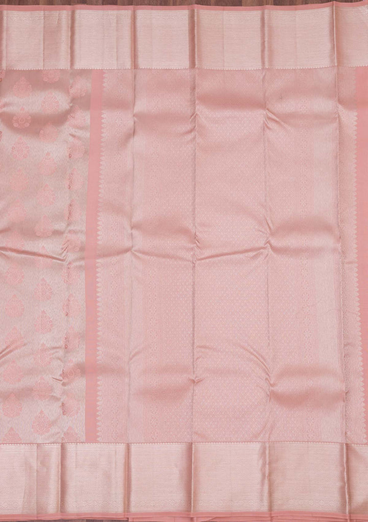 Peach Zariwork Pure Silk Saree