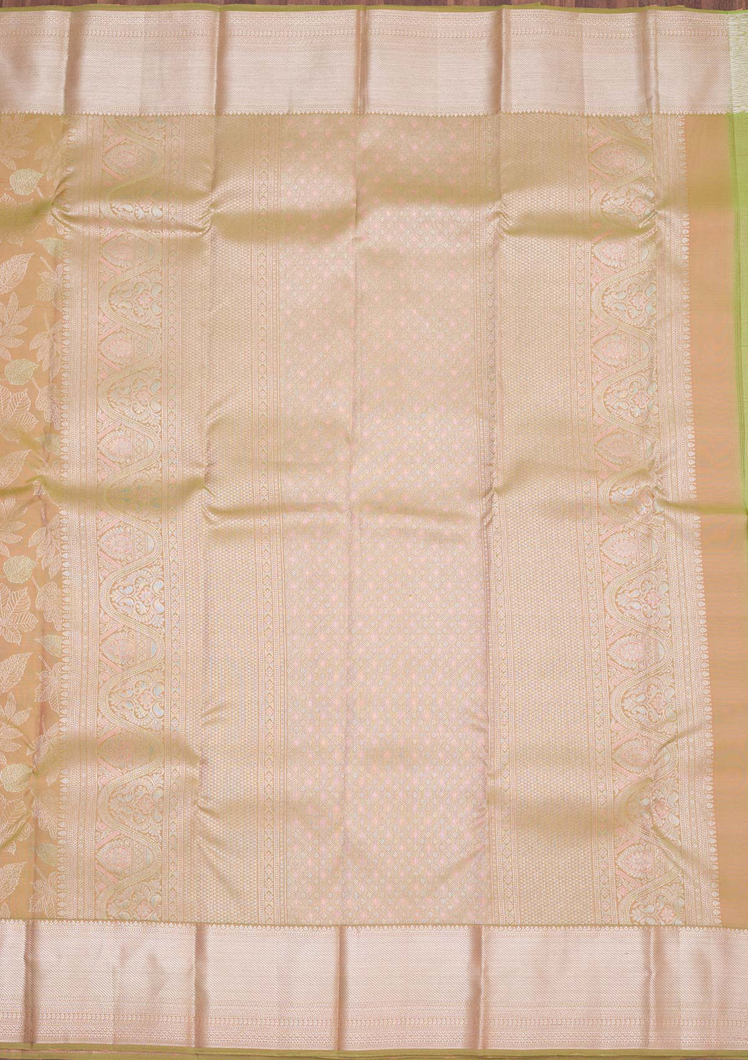 Parrot Green Zariwork Pure Silk Saree