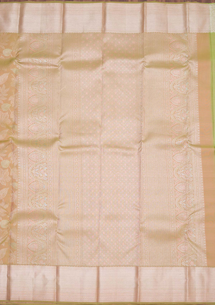 Parrot Green Zariwork Pure Silk Saree