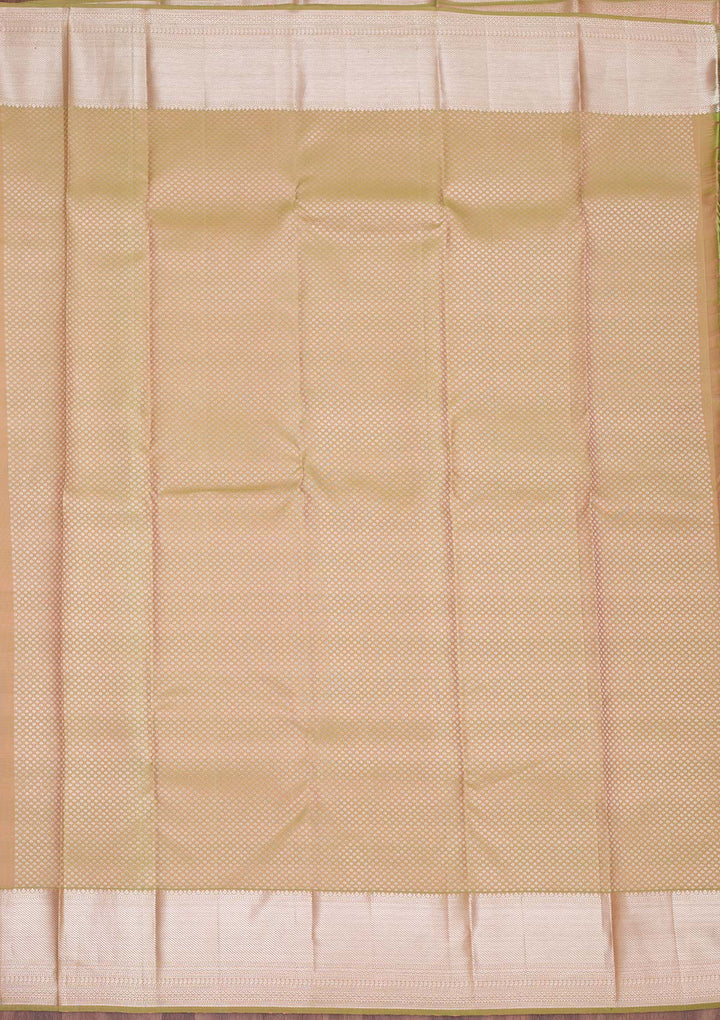 Parrot Green Zariwork Pure Silk Saree