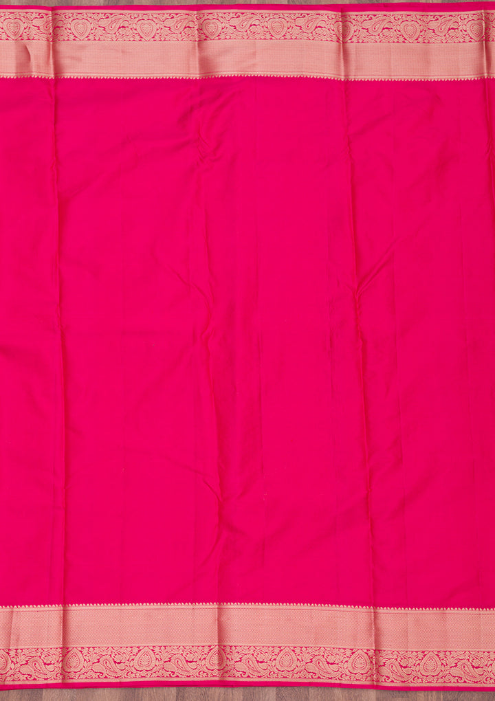 Rani Pink Zariwork Pure Silk Saree