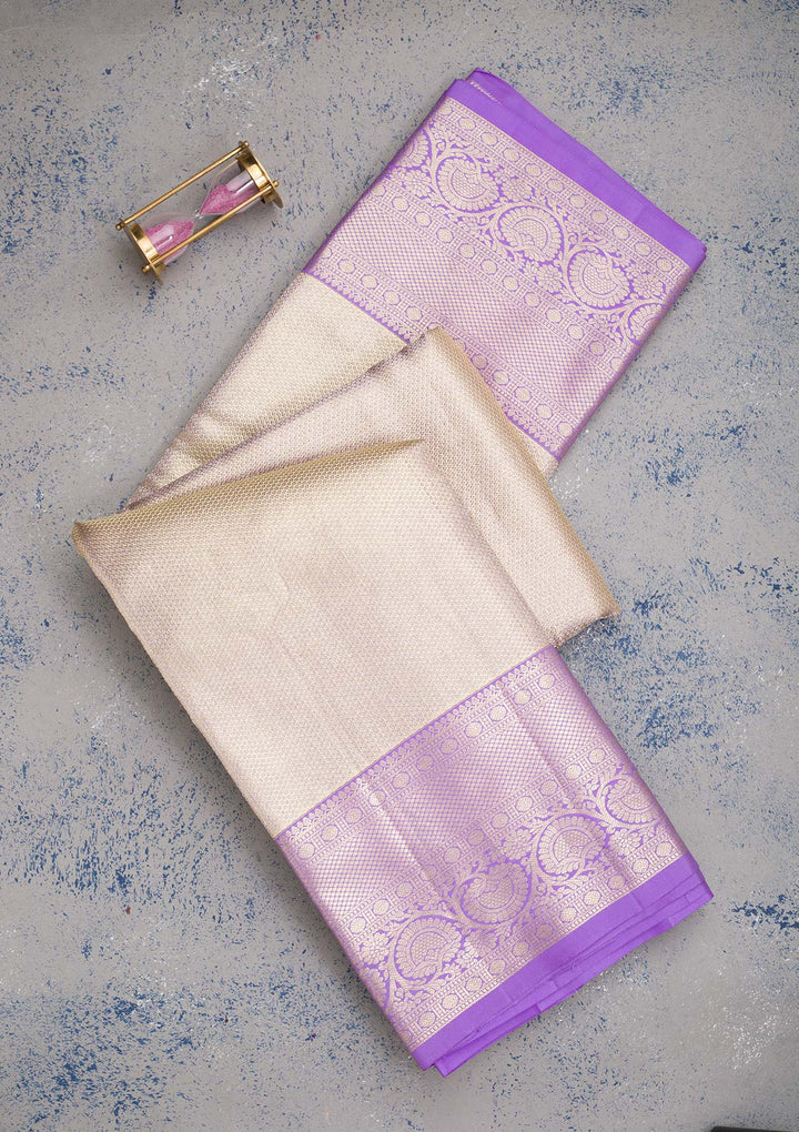 Beige Zariwork Pure Silk Saree