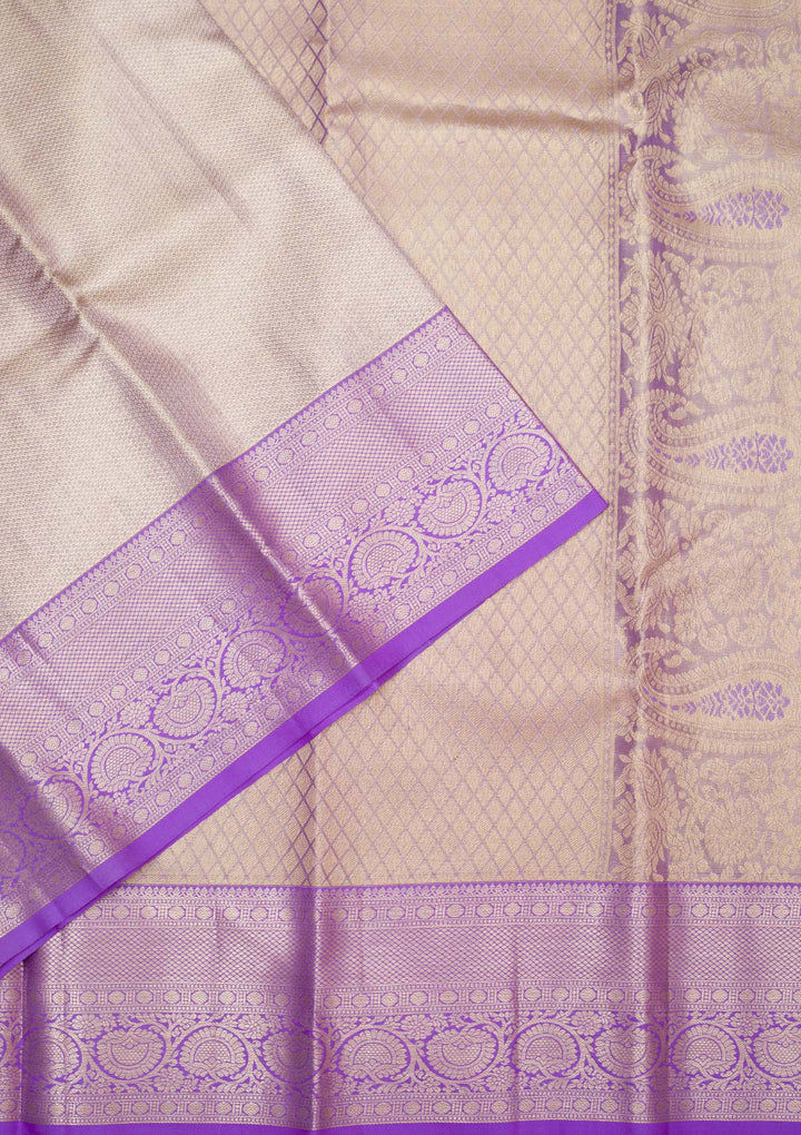 Beige Zariwork Pure Silk Saree