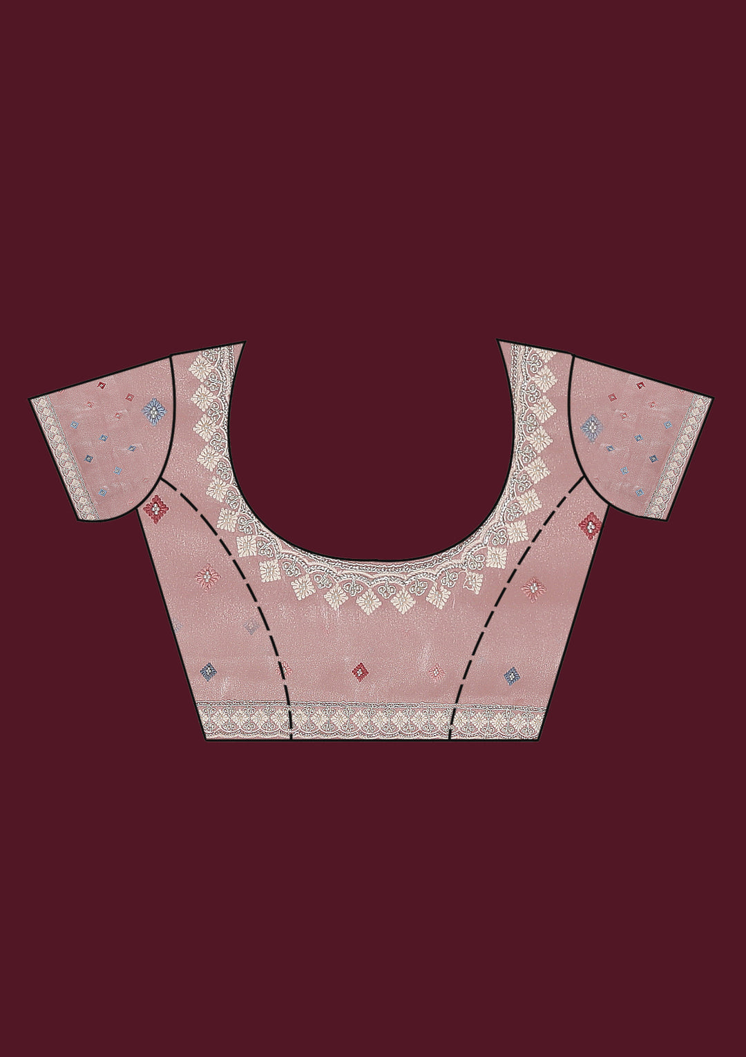 Baby Pink Zariwork Tissue Saree