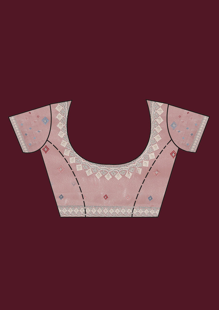 Baby Pink Zariwork Tissue Saree