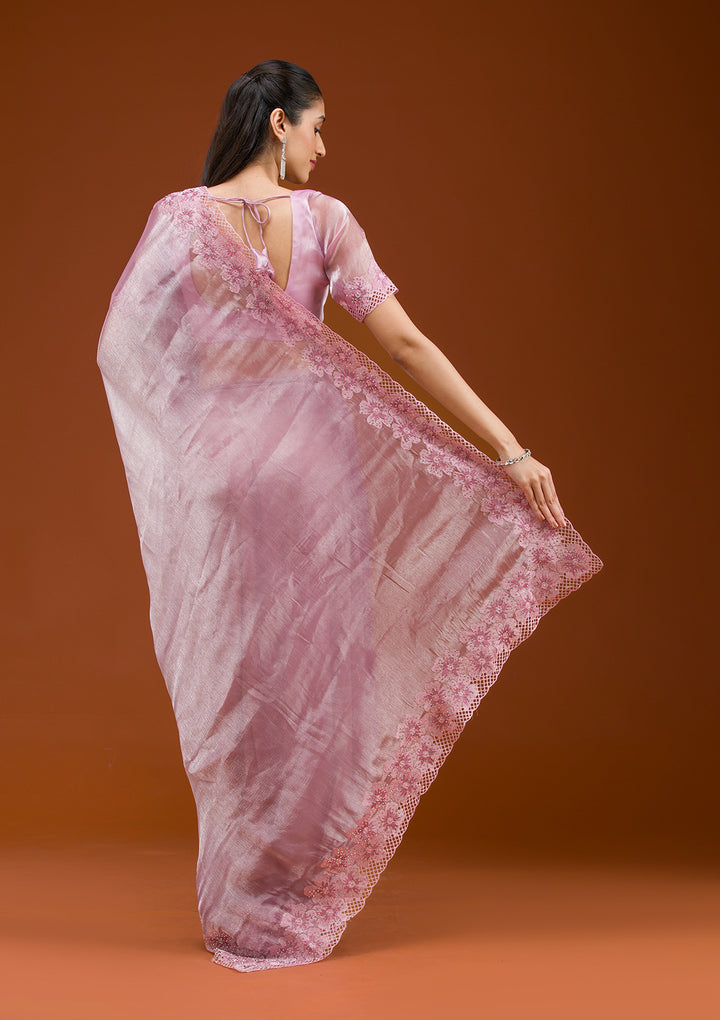 Mauve Stonework Tissue Saree