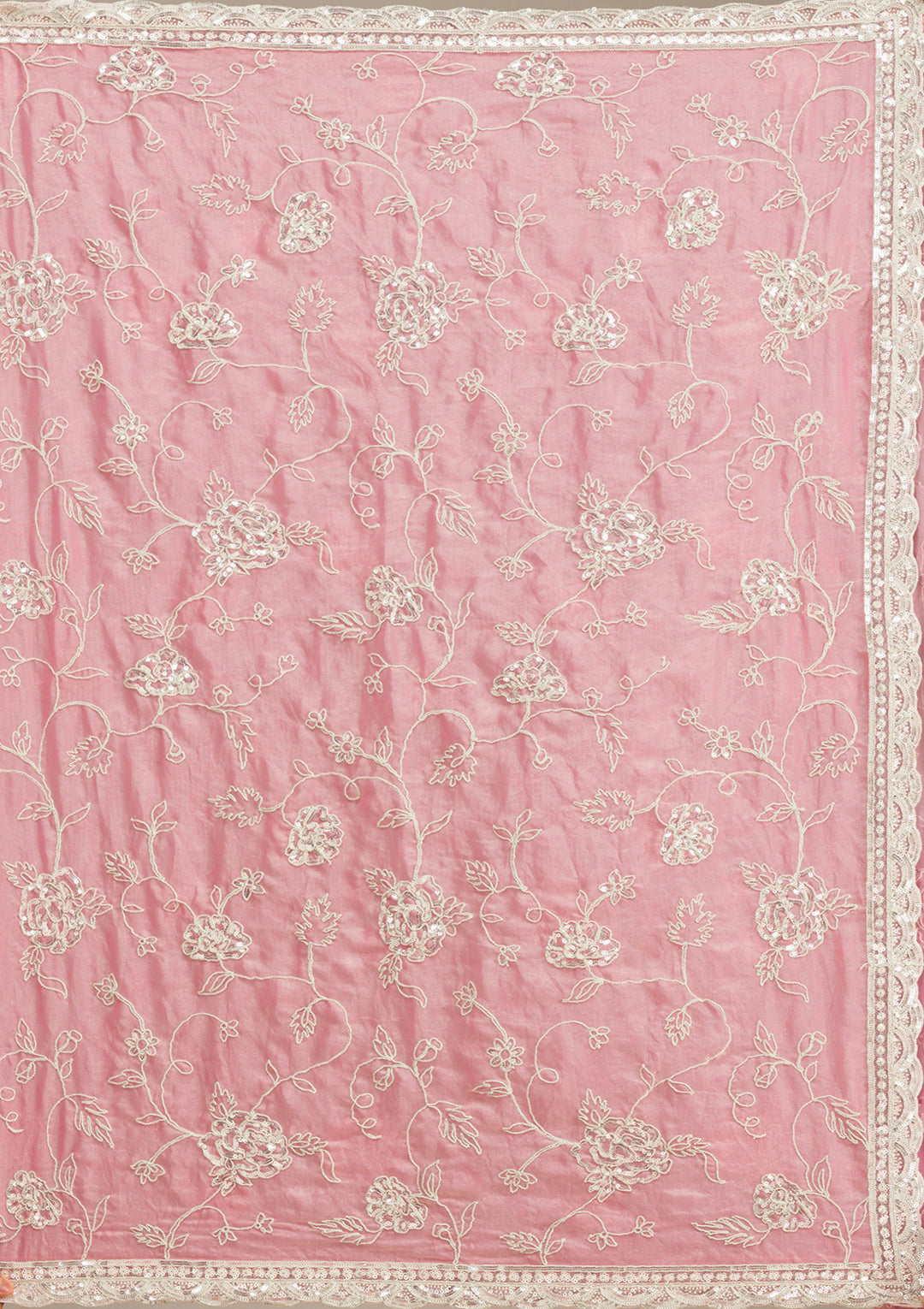 Baby Pink Cording Tissue Saree