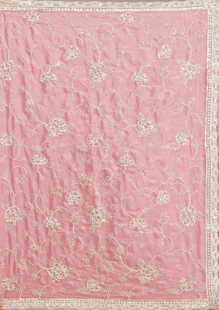 Baby Pink Cording Tissue Saree