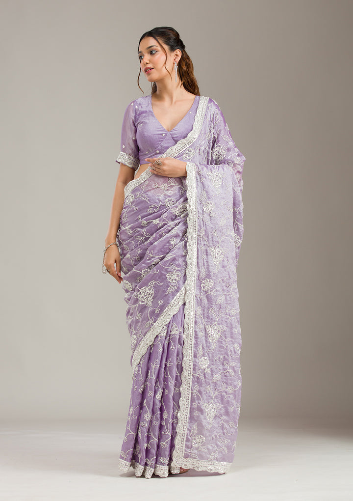 Lavender Cording Tissue Saree