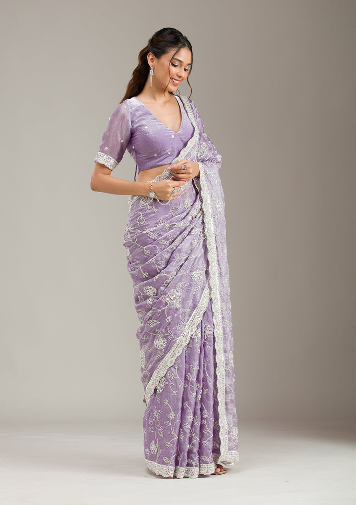Lavender Cording Tissue Saree