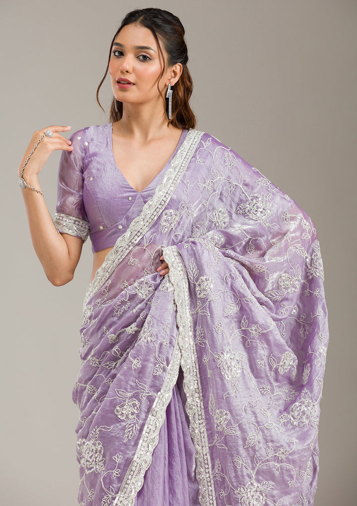 Lavender Cording Tissue Saree