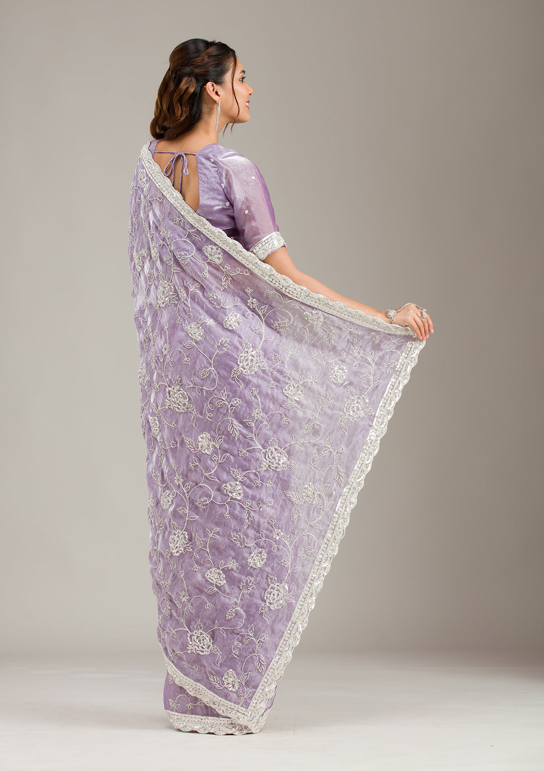 Lavender Cording Tissue Saree