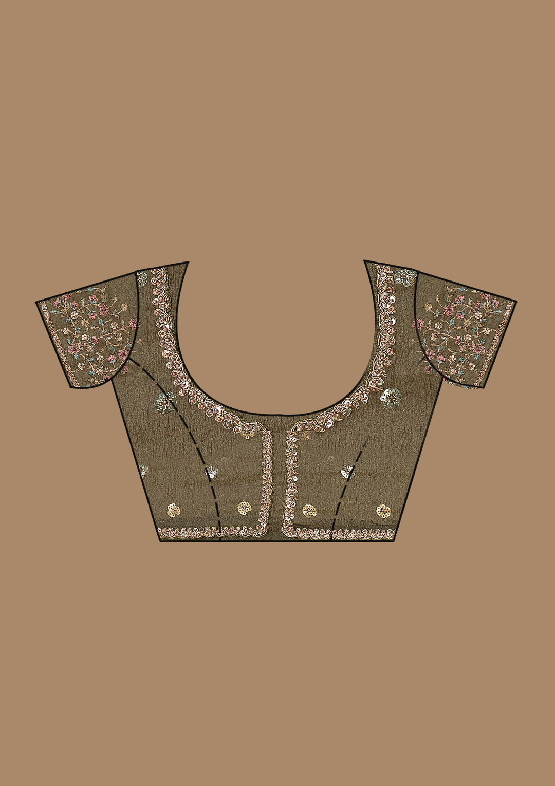 Mehendi Sequins Tissue Saree