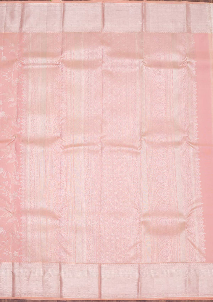 Peach Zariwork Pure Silk Saree