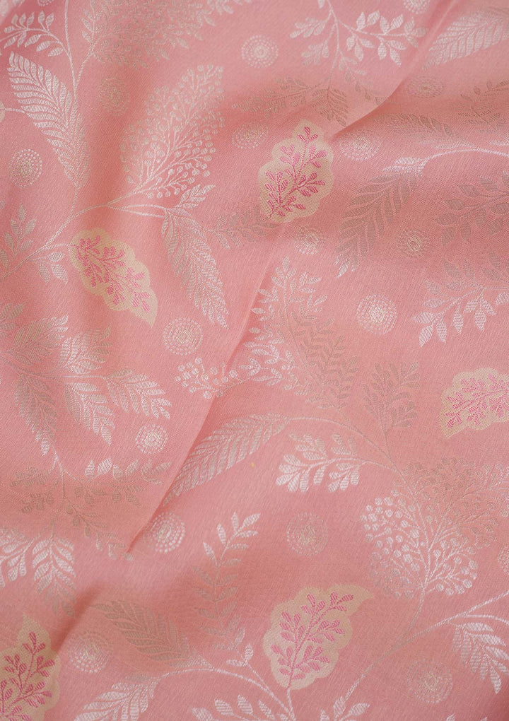 Peach Zariwork Pure Silk Saree