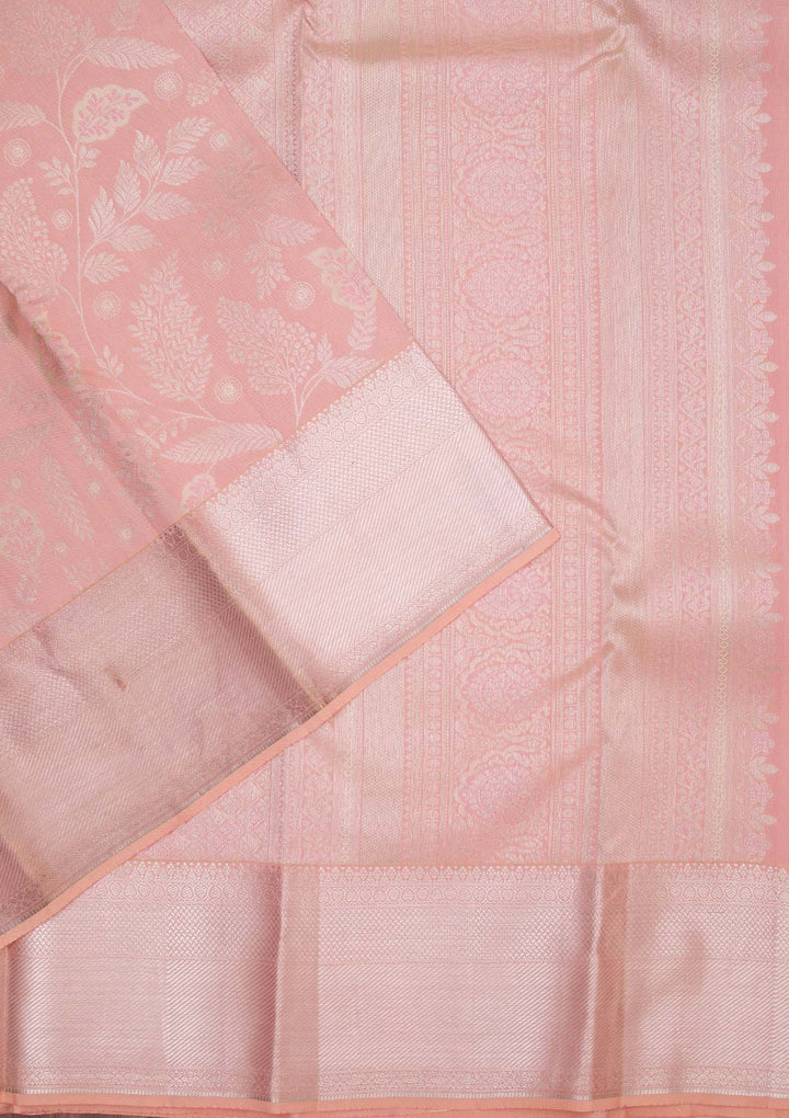 Peach Zariwork Pure Silk Saree