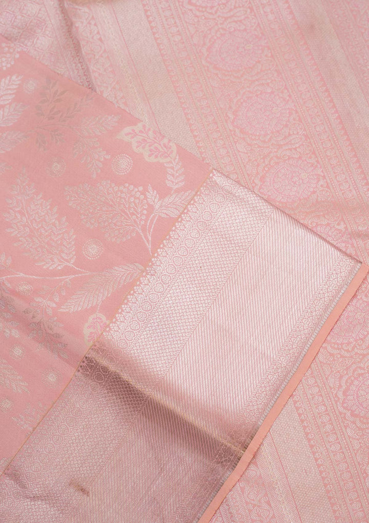 Peach Zariwork Pure Silk Saree