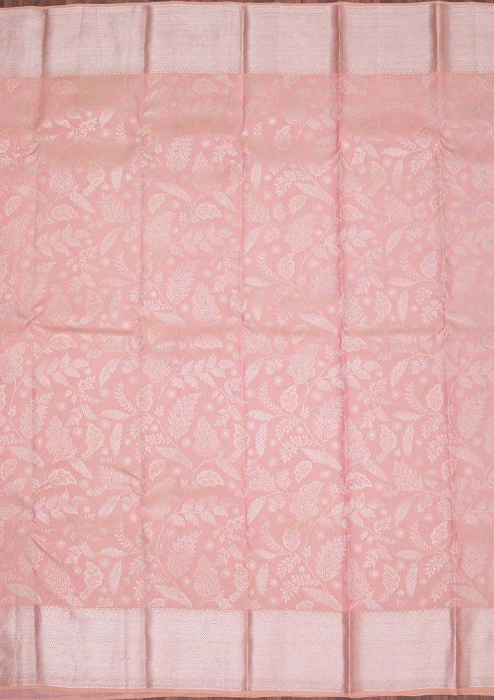 Peach Zariwork Pure Silk Saree