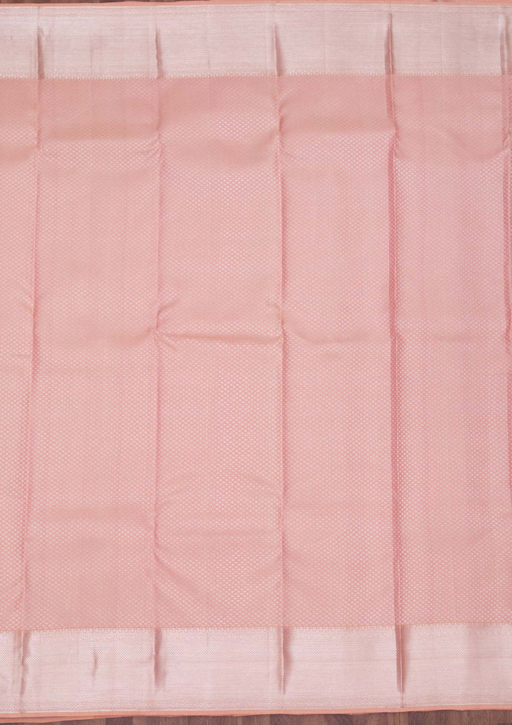 Peach Zariwork Pure Silk Saree