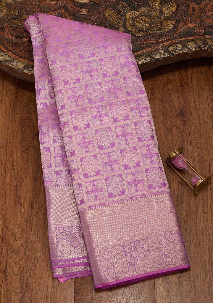 Lavender Zariwork Silk Saree