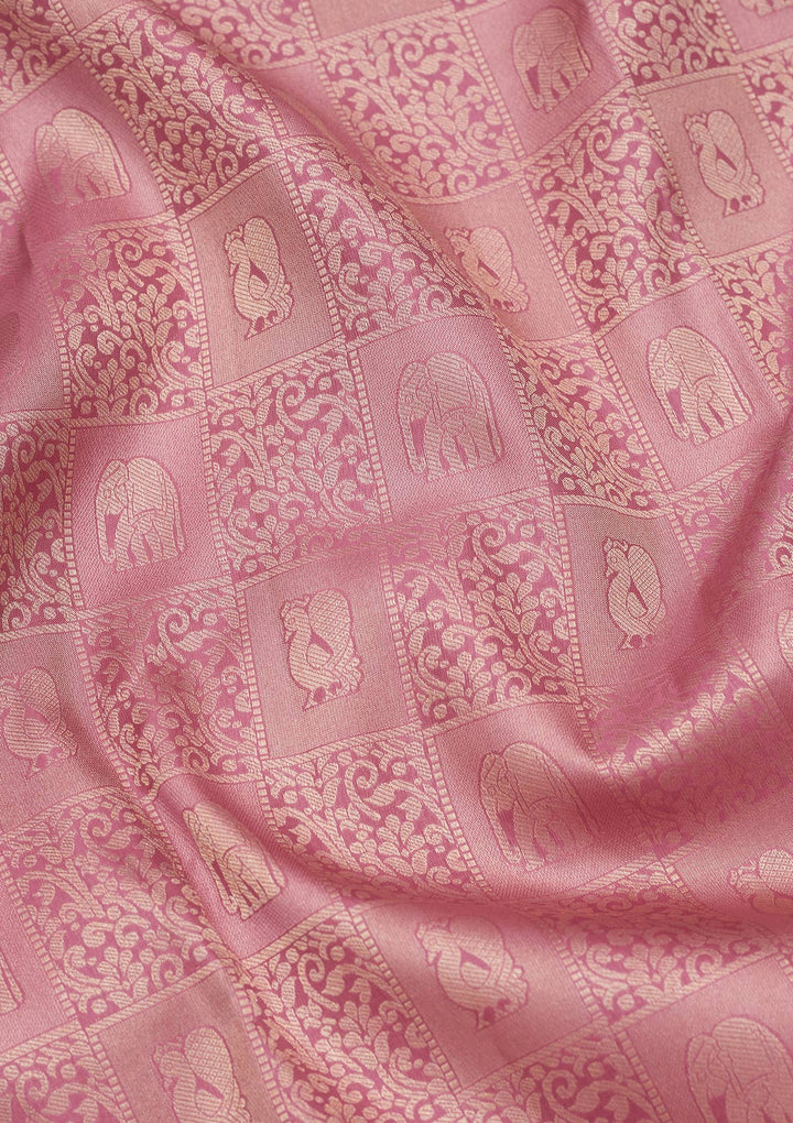 Onion Pink Zariwork Silk Saree