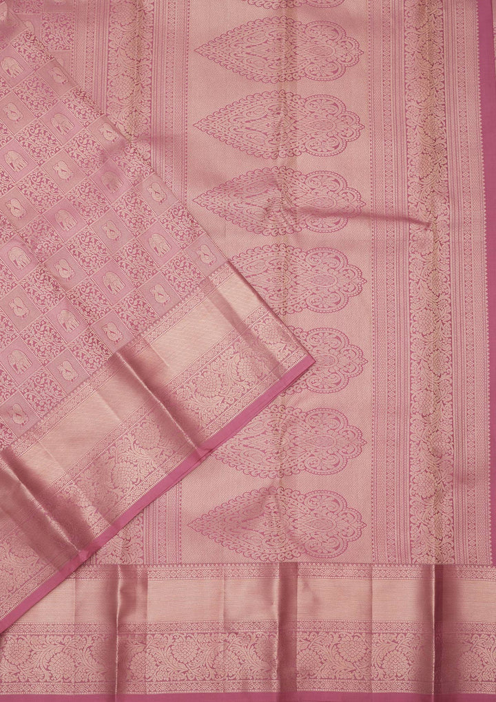 Onion Pink Zariwork Silk Saree