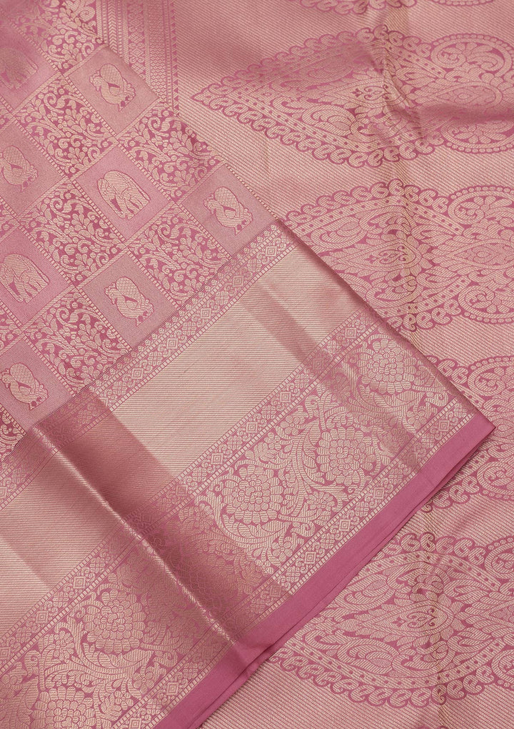 Onion Pink Zariwork Silk Saree