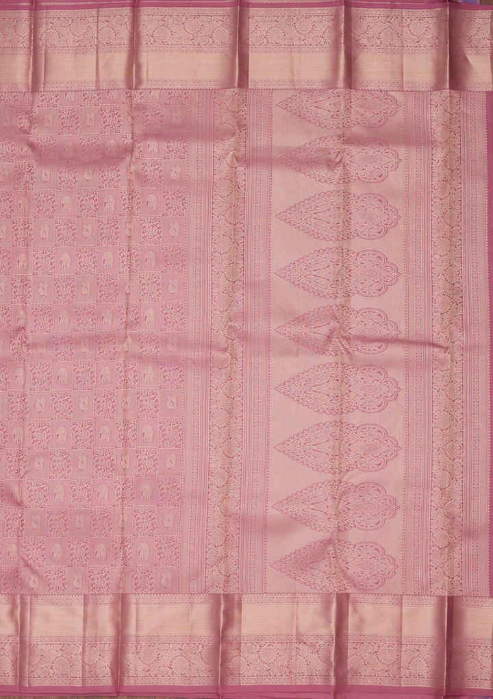 Onion Pink Zariwork Silk Saree