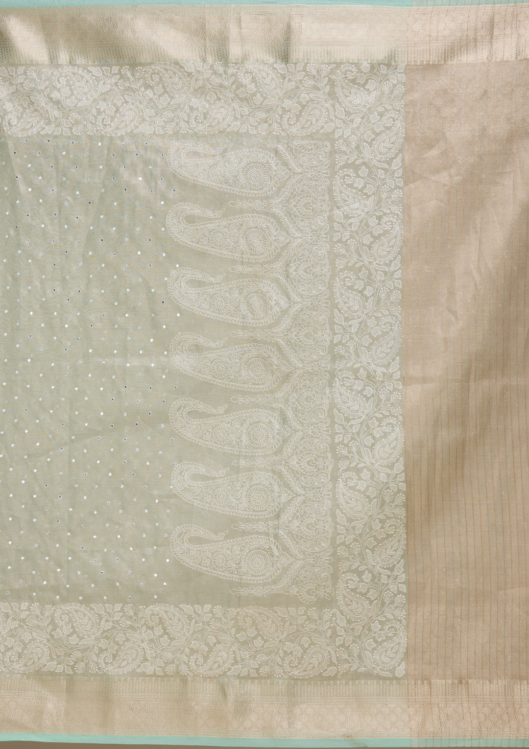 Pista Green Zariwork Tissue Saree