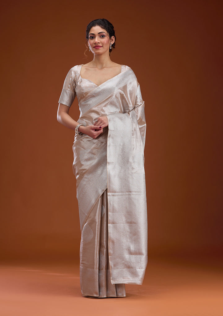 Beige Zariwork Tissue Saree