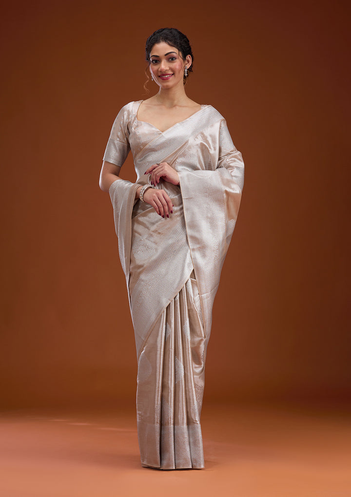 Beige Zariwork Tissue Saree
