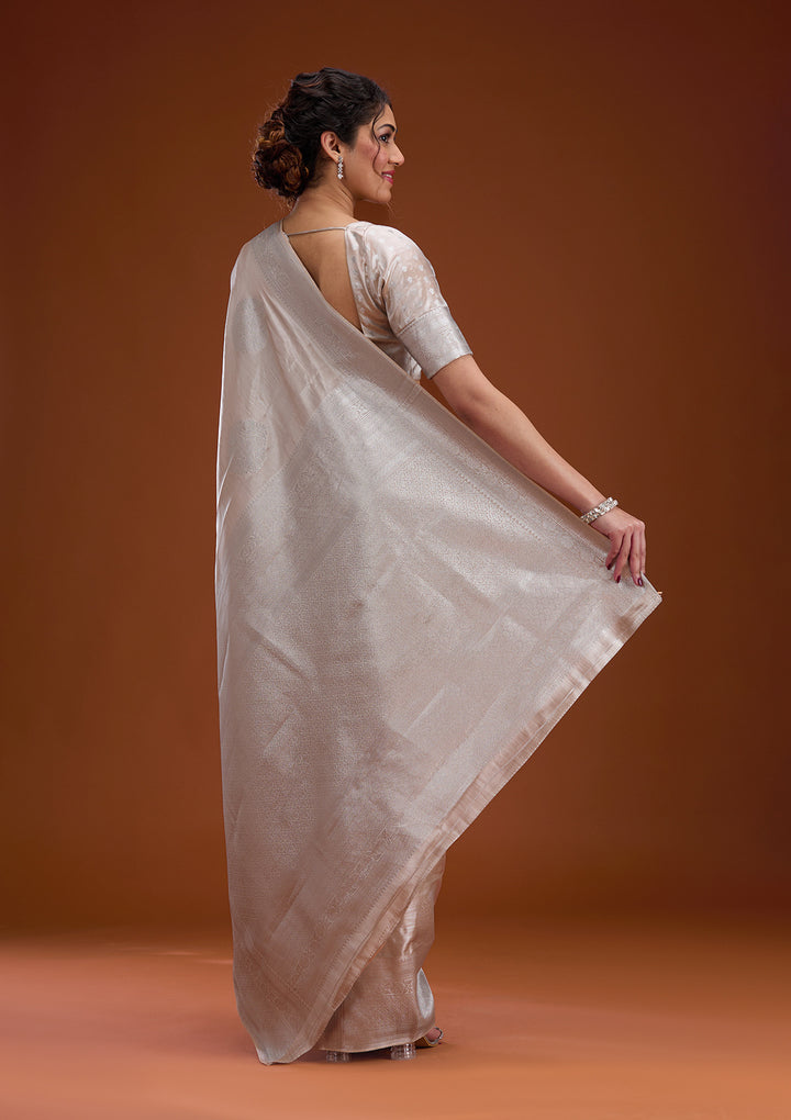 Beige Zariwork Tissue Saree