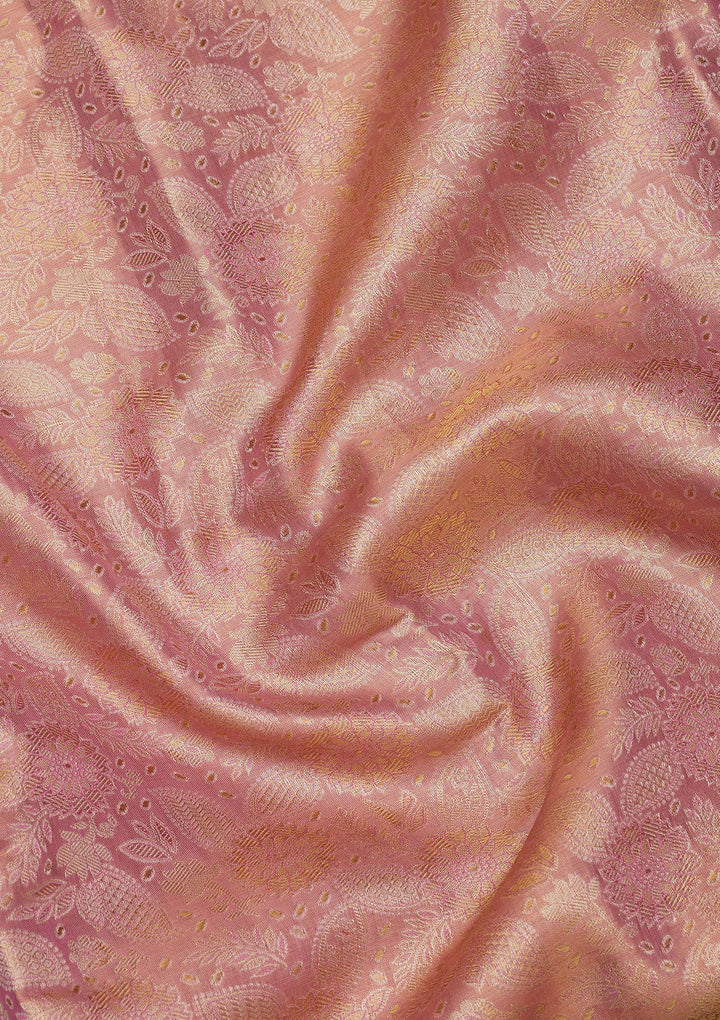 Baby Pink Zariwork Pure Silk Saree