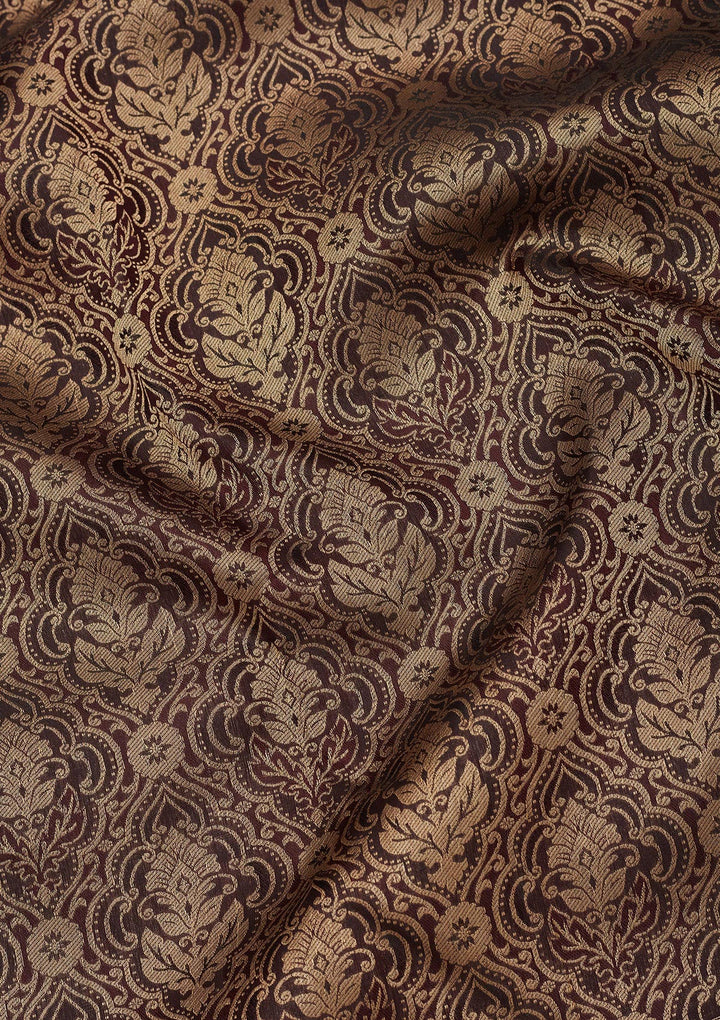 Brown Zariwork Silk Saree